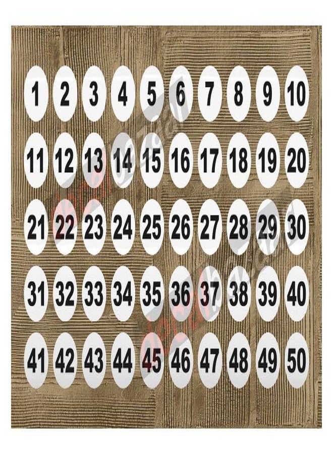 decalbazaar Round Number 1-50 Sticker, Glossy Vinyl, 2 Inches, White (Code 13.21) - Image 1